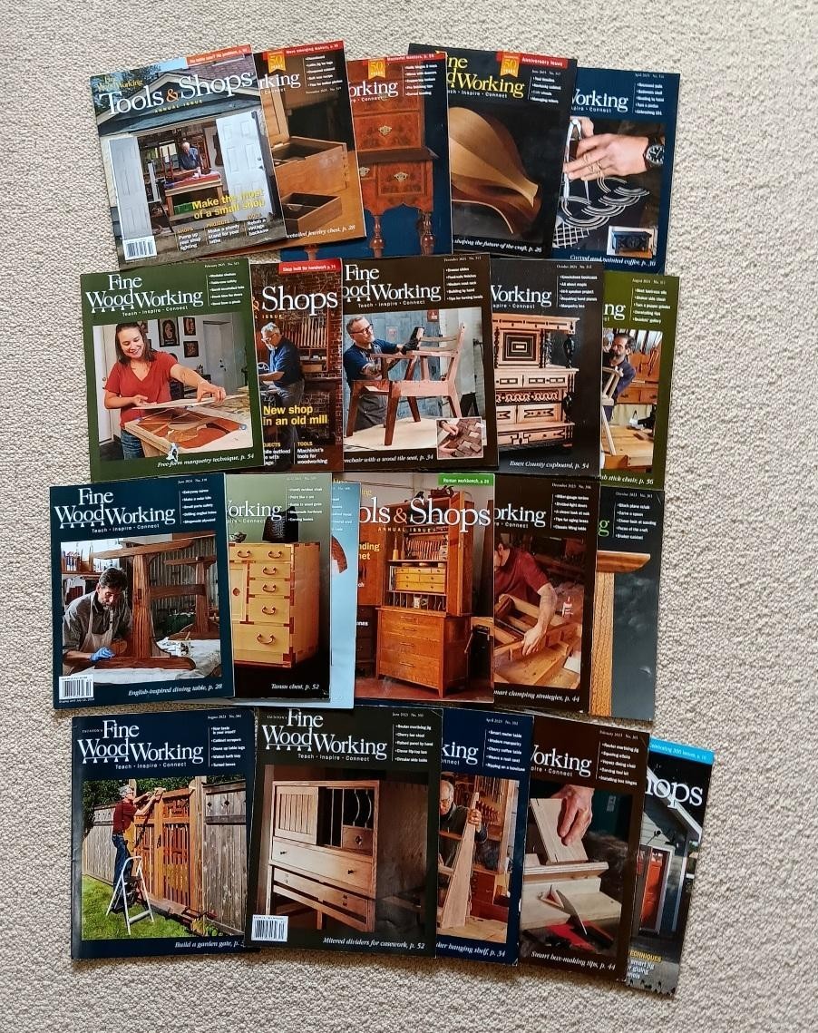 21 CONSECUTIVE ISSUES “FINE WOODWORKING MAGAZINE” ALL OF YEARS 2023, 2024,2025