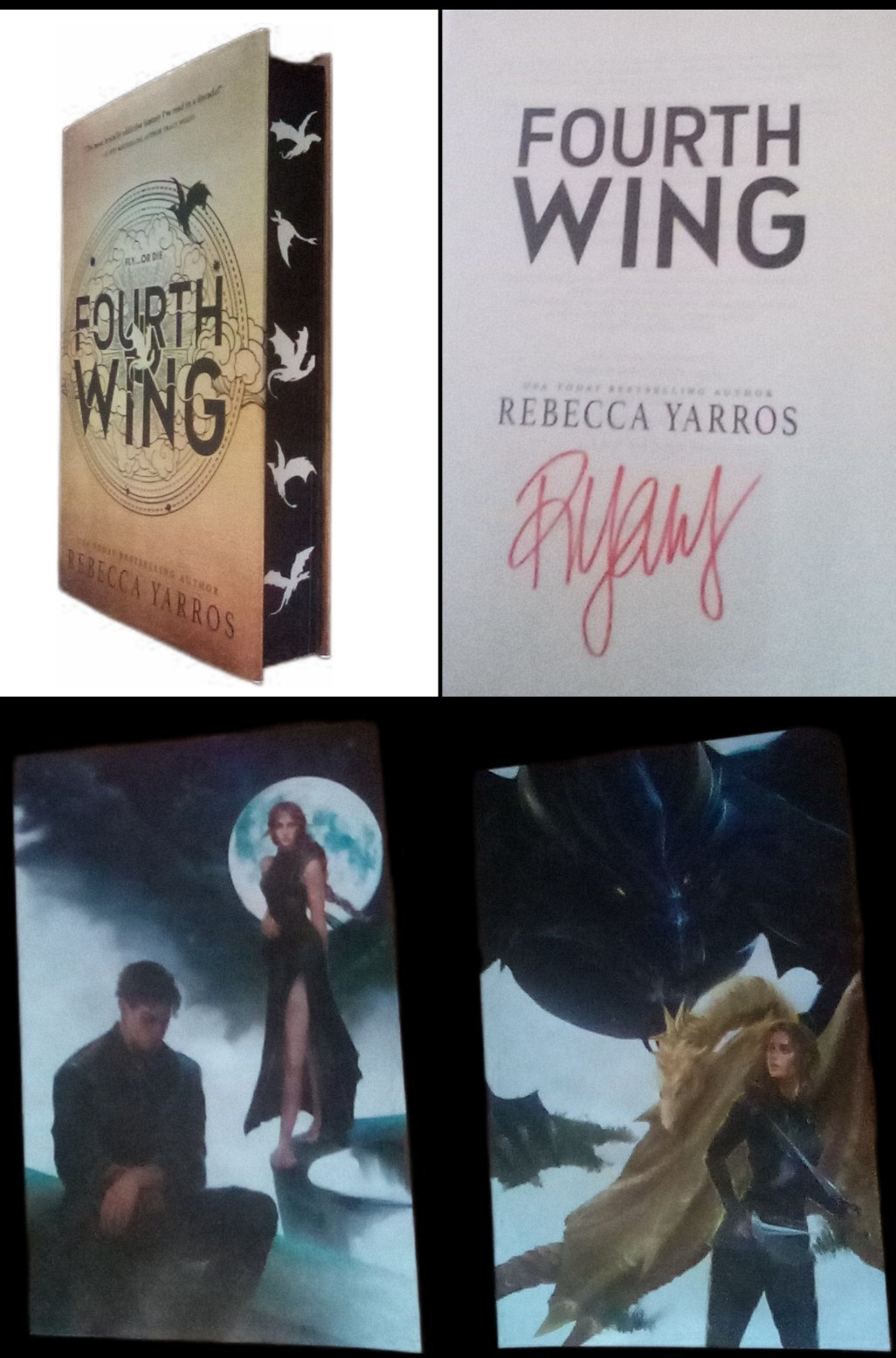 Fourth Wing *SIGNED BOOKPLATE* First Ed, First Print Sprayed Edges+ Overlays