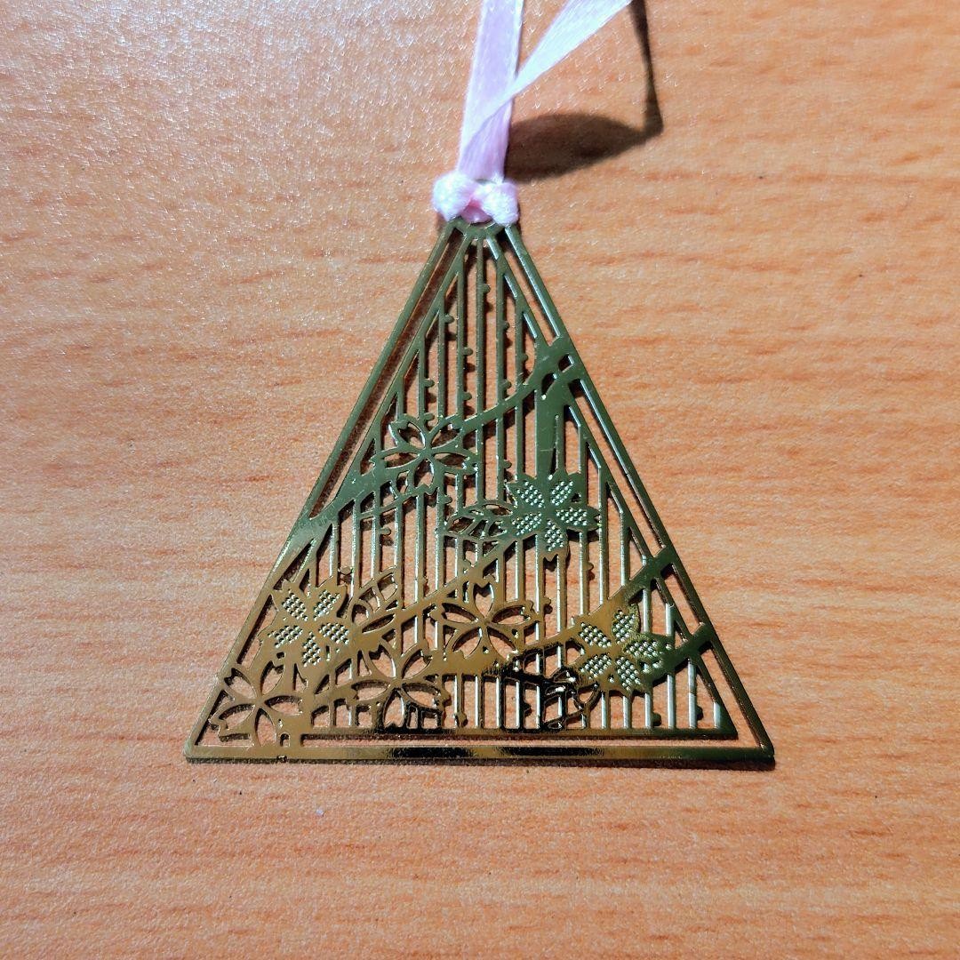 Metal Cherry Blossom Bookmark Triangle Engraved Pink Ribbon 2×1.8in