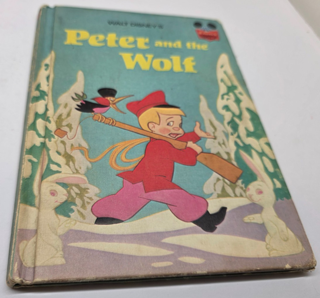 Vintage 1974 Disney Peter And The Wolf Hardcover Book Random House