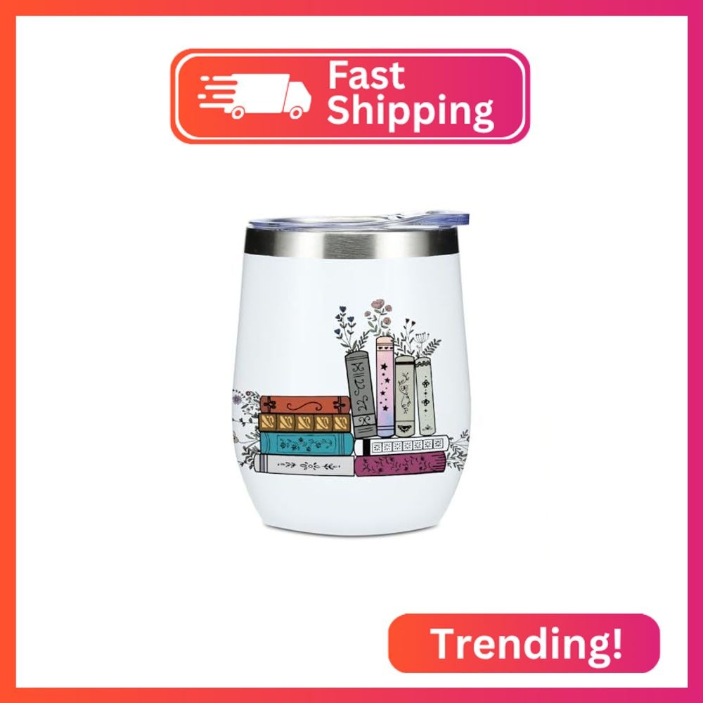 Wine Tumbler, 12 oz Coffee Mug Travel Insulated Cup Vacuum Wine Glass with Lid,