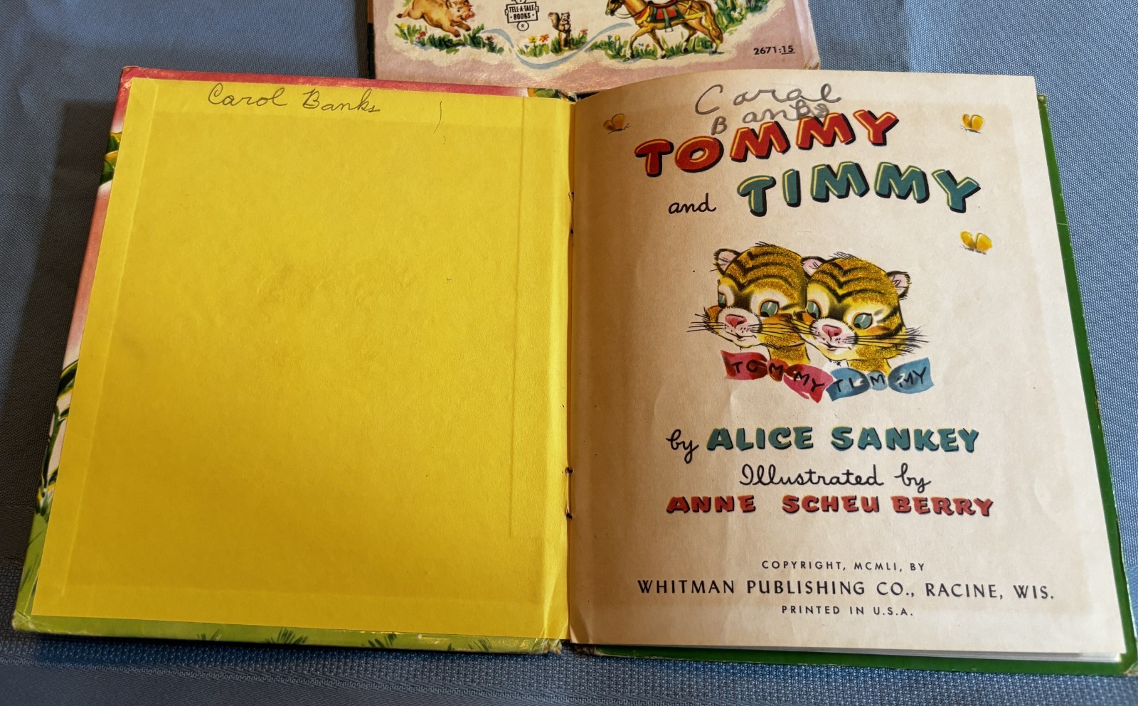 Tell-A-Tale Whitman Fuzzy Wuzzy Books 1951 Tommy & Timmy & 1960 I Love Grandma