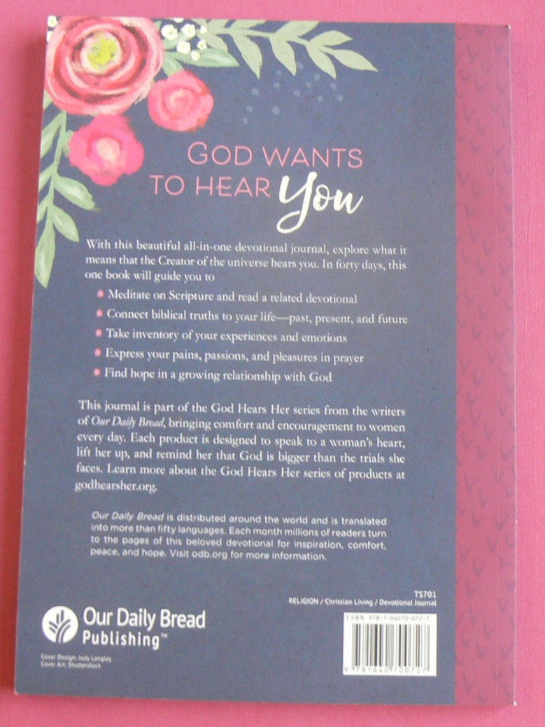 God Hears Her 40-Day Devotional Journal-Our Daily Bread NEW flex cover 164-pgs