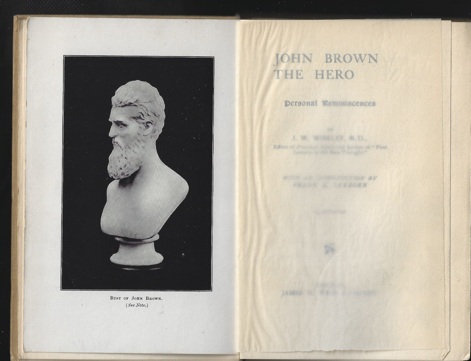 1905 Civil War HC Book Abolishonist John Brown The Hero – J. W. Windley M D