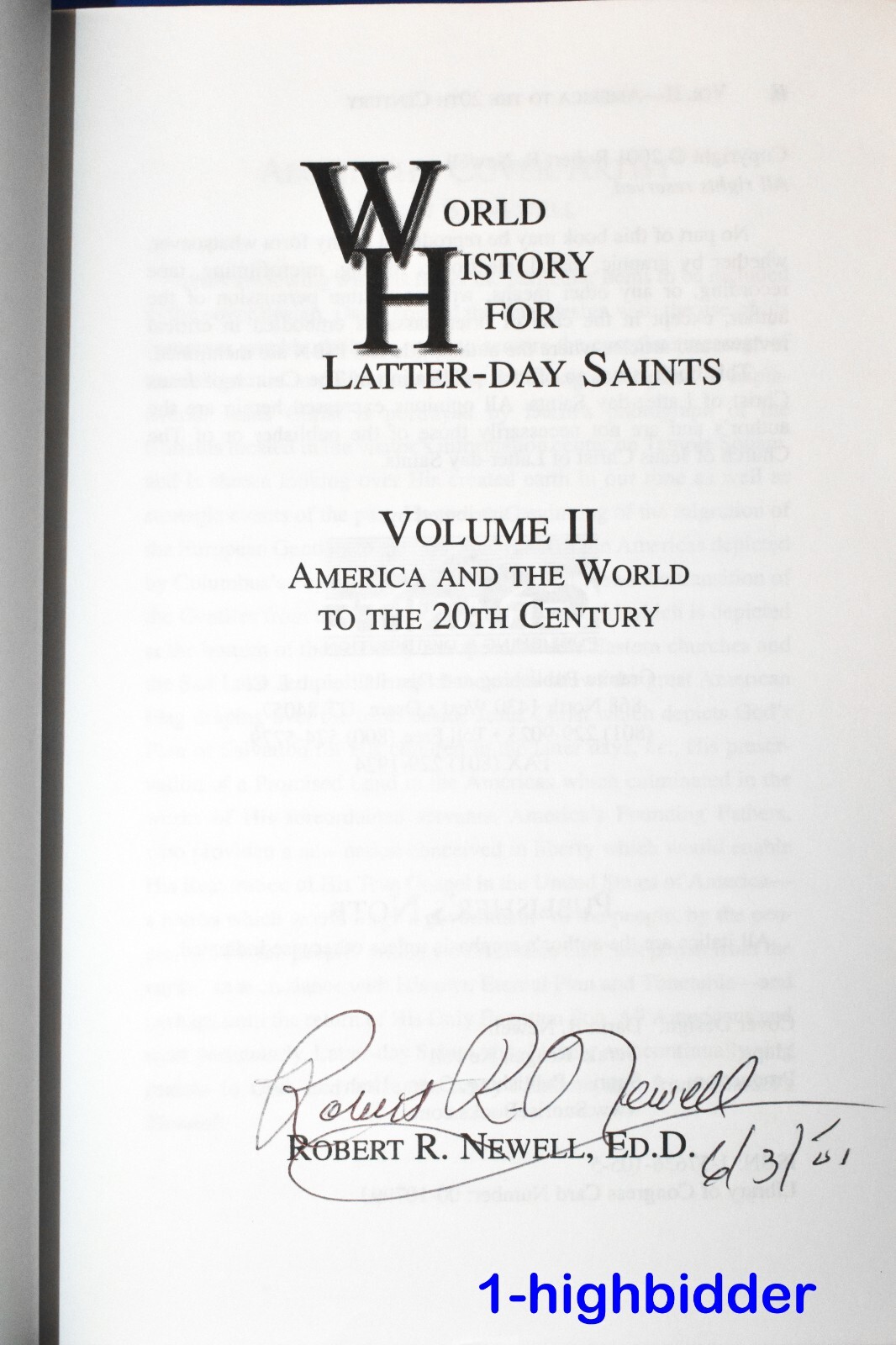 SIGNED World History for Latter-day Saints Vols 1 & 2 Robert R Newell LDS Mormon