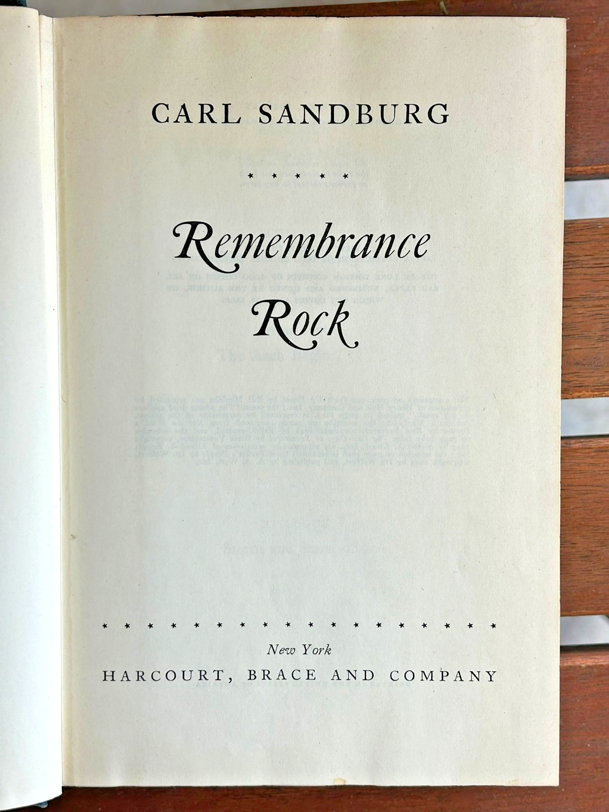 Remembrance Rock 1948 Carl Sandburg 1st “Regular” Edition – Dust Jacket