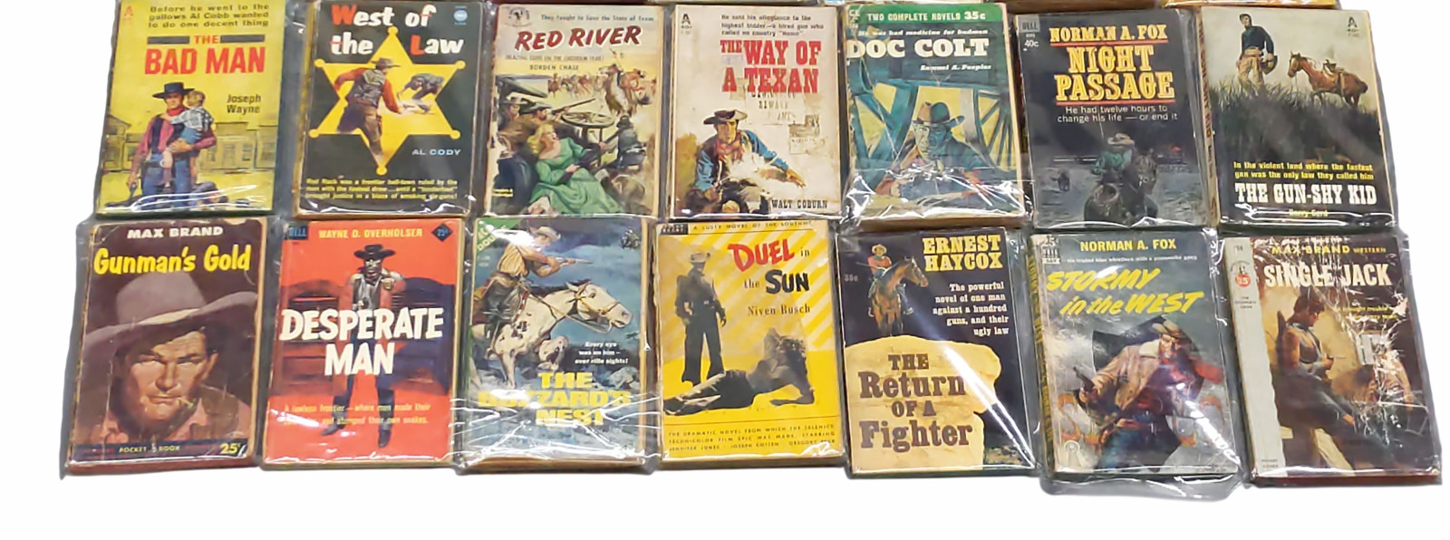 Lot of 49 Vintage Western Paperback Books Mixed Title/Authors