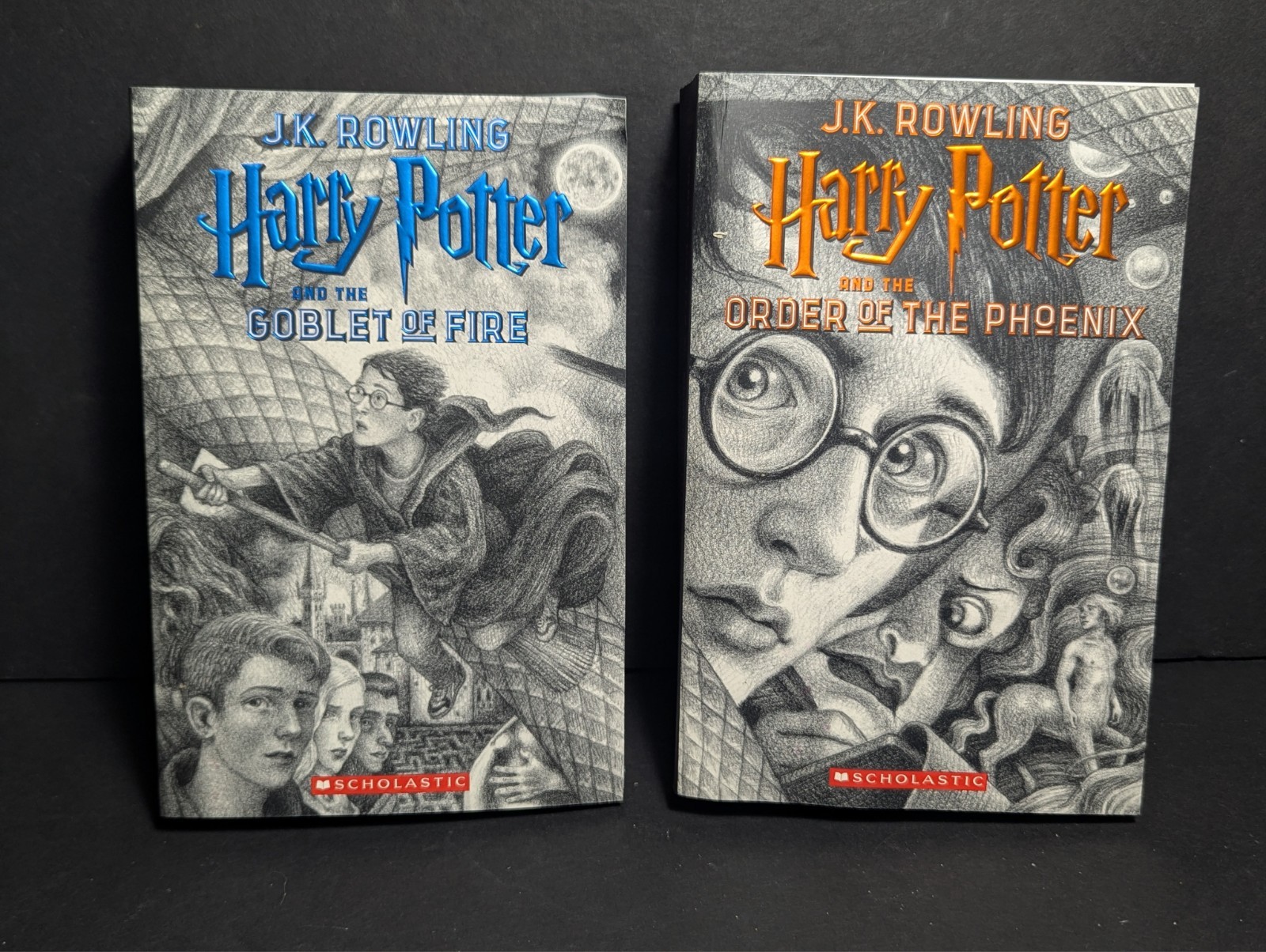 Harry Potter Complete Series 1-7 Box Set + Hogwarts Library Lot Scholastic