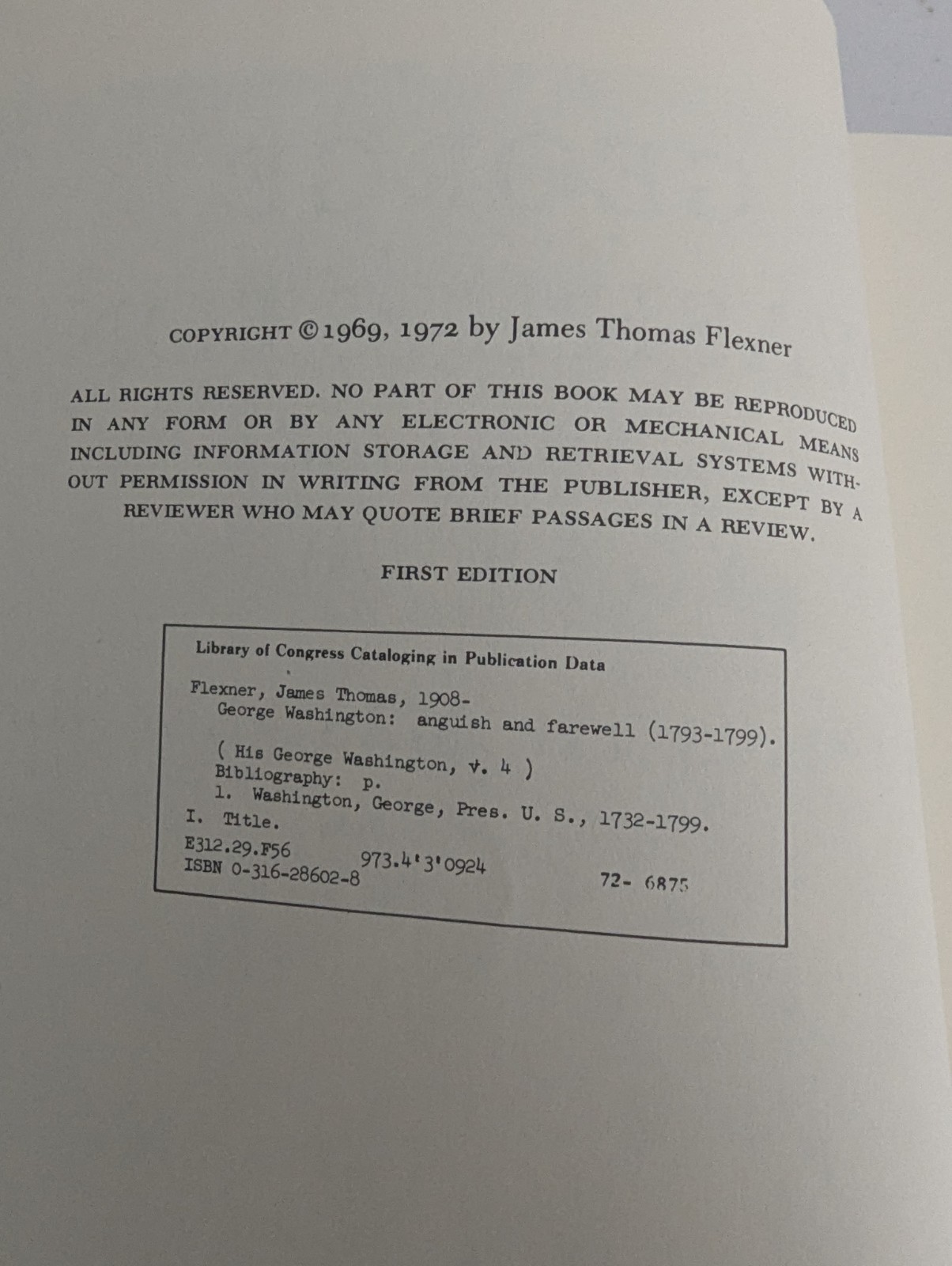 James Thomas Flexner GEORGE WASHINGTON Complete 4-Volume Set HC/DJ Little Brown