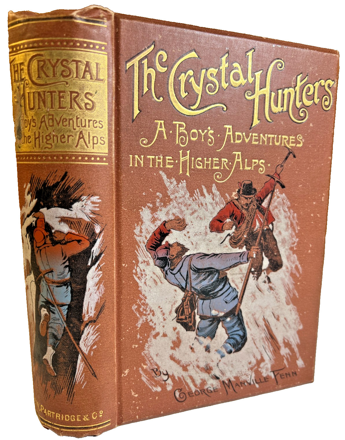 Antique CRYSTAL HUNTERS Fenn Gilt Pictorial Adventure Victorian Ornate Book AEG