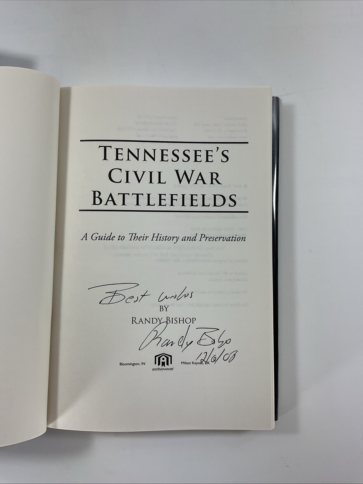 Tennessee’s Civil War Battlefields A Guide by Randy Bishop Signed Hardcover DJ
