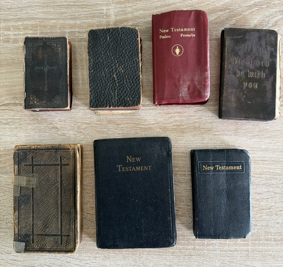 Lot of 7 Antique Vintage Religious Books/Bibles Compact Pocket Size 1800s-1900s