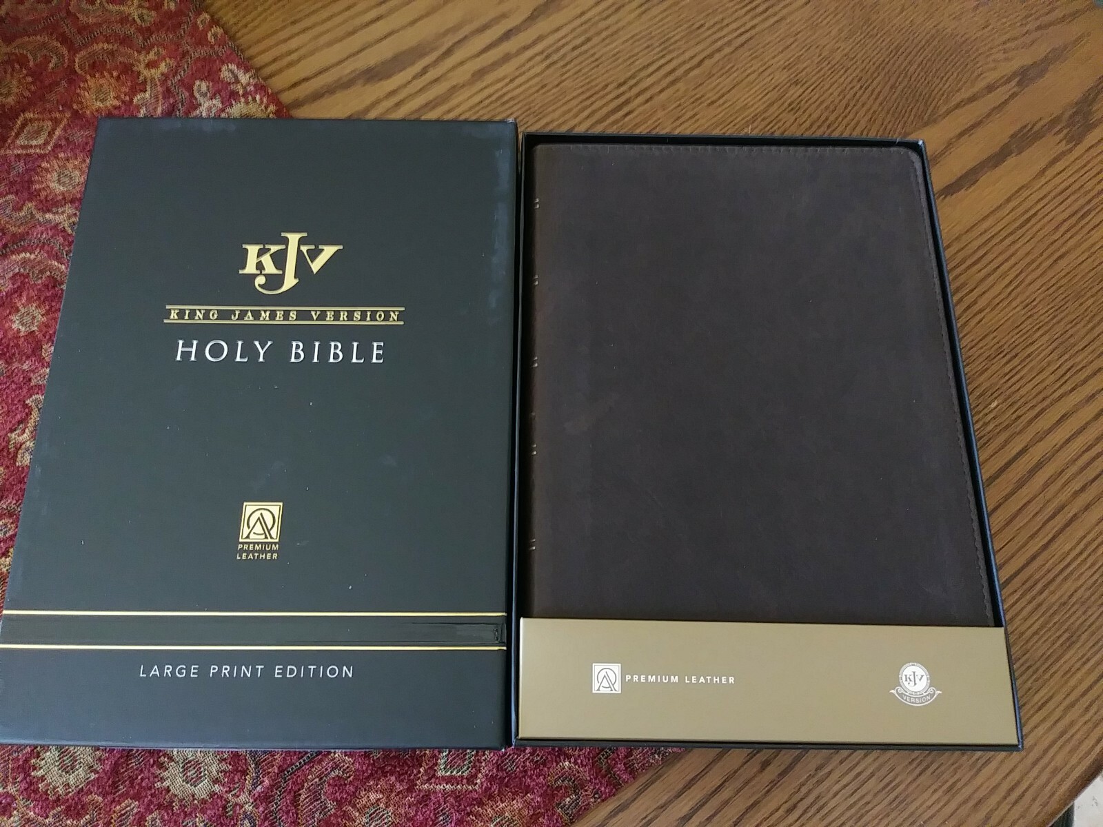 KJV Genuine Leather Brown Bible Thinline Large Print Thumb Indexed Cowhide NEW