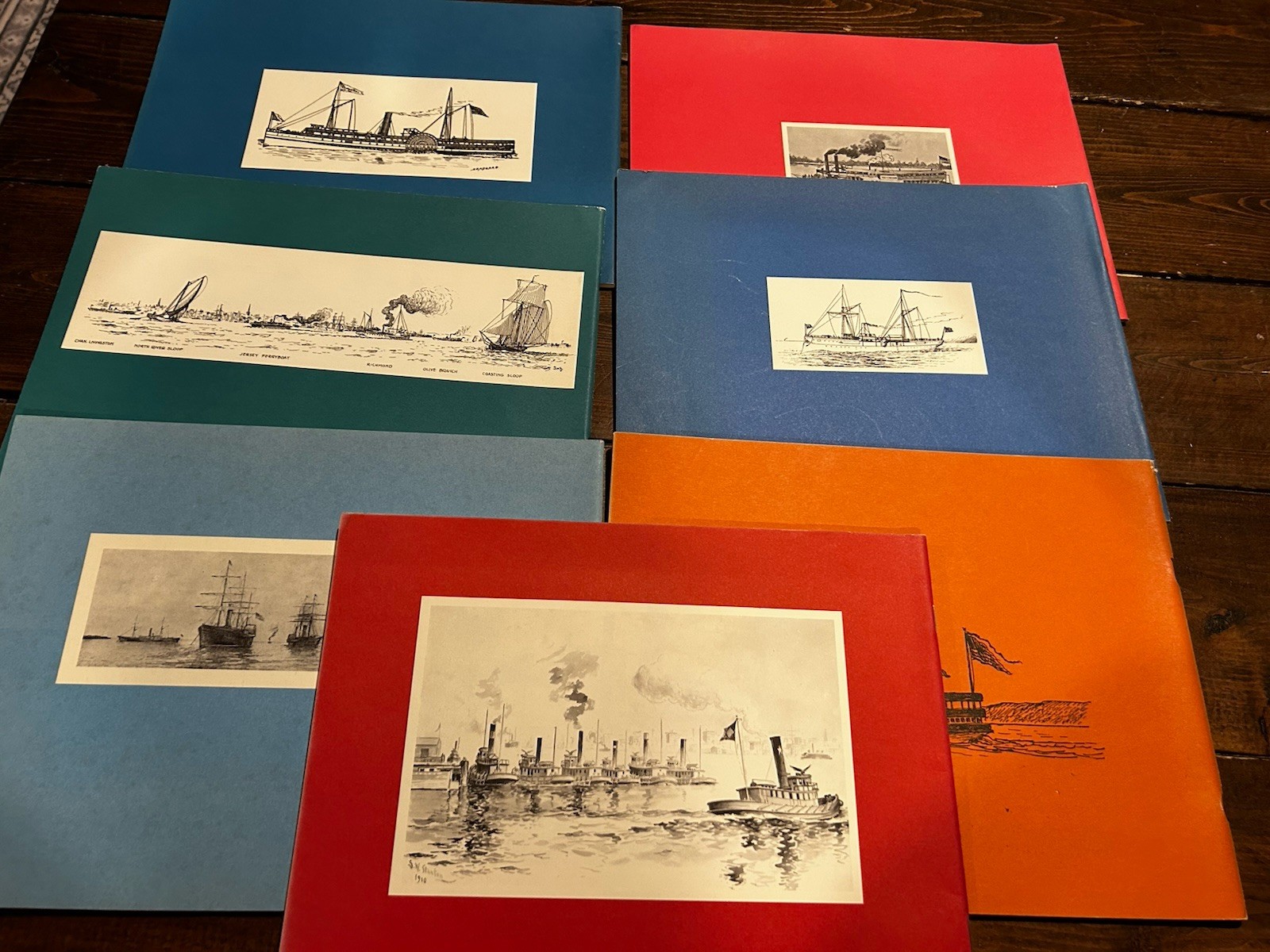 Samuel Ward Stanton DRAWINGS OF Steam Vessels Lot Of 7 Vintage Art Books