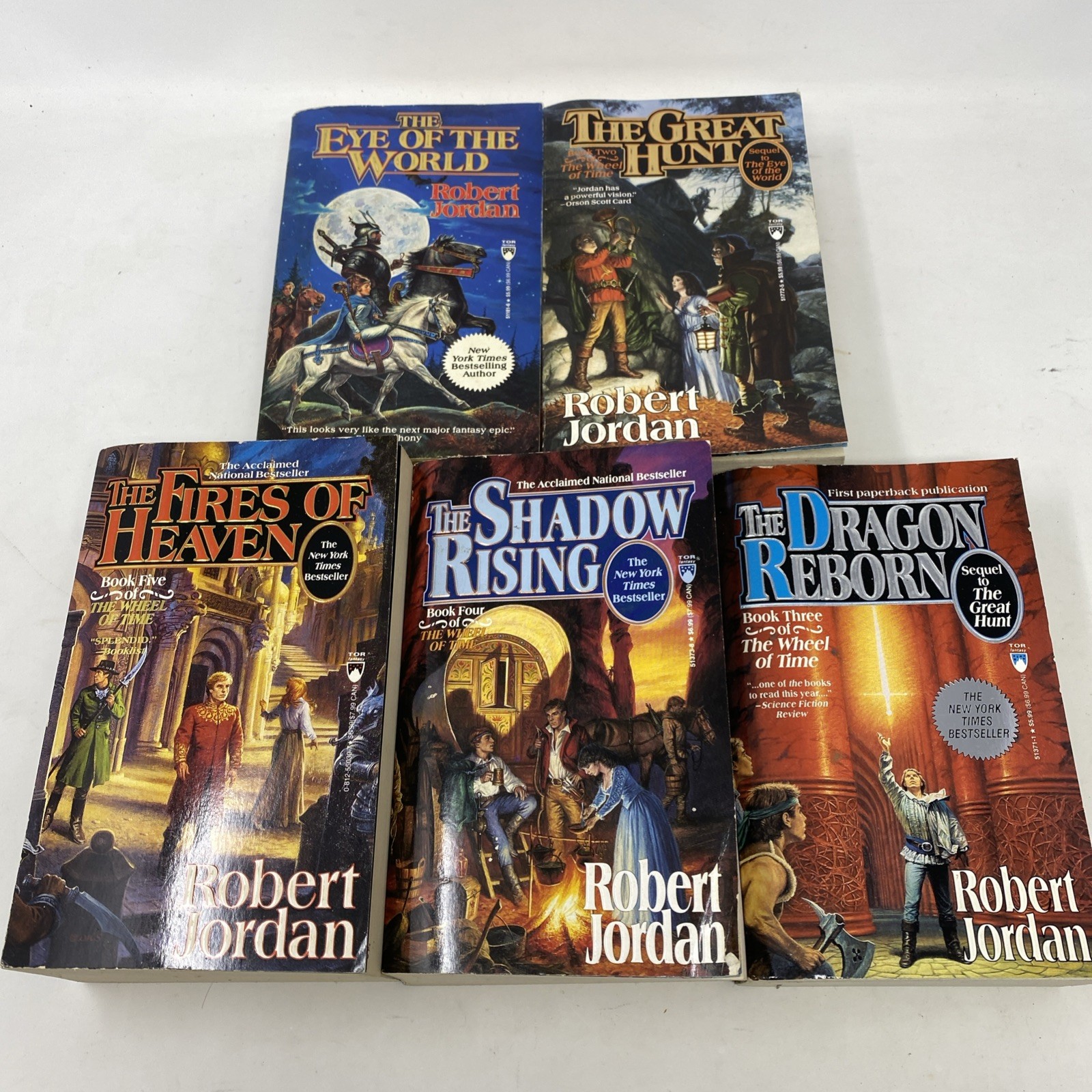 Vintage Lot Of 5 Robert Jordan The Wheel Of Time 1-5 All 1st Ed / 1st Print!