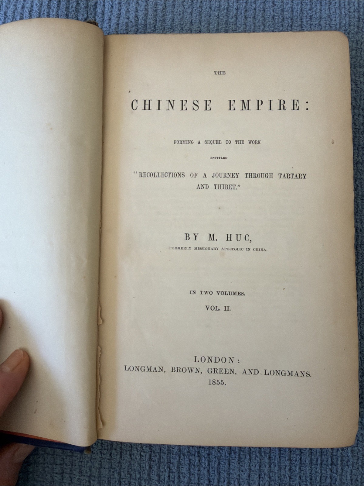 Huc 1st Edition Vol. 2 JOURNEY THROUGH TARTIARY AND THIBET. 1855 Huc 1st Edition