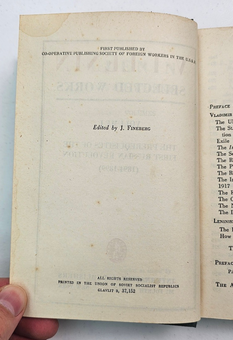 Vladimir I. Lenin Selected Works Vol 1 The Prerequisites USSR