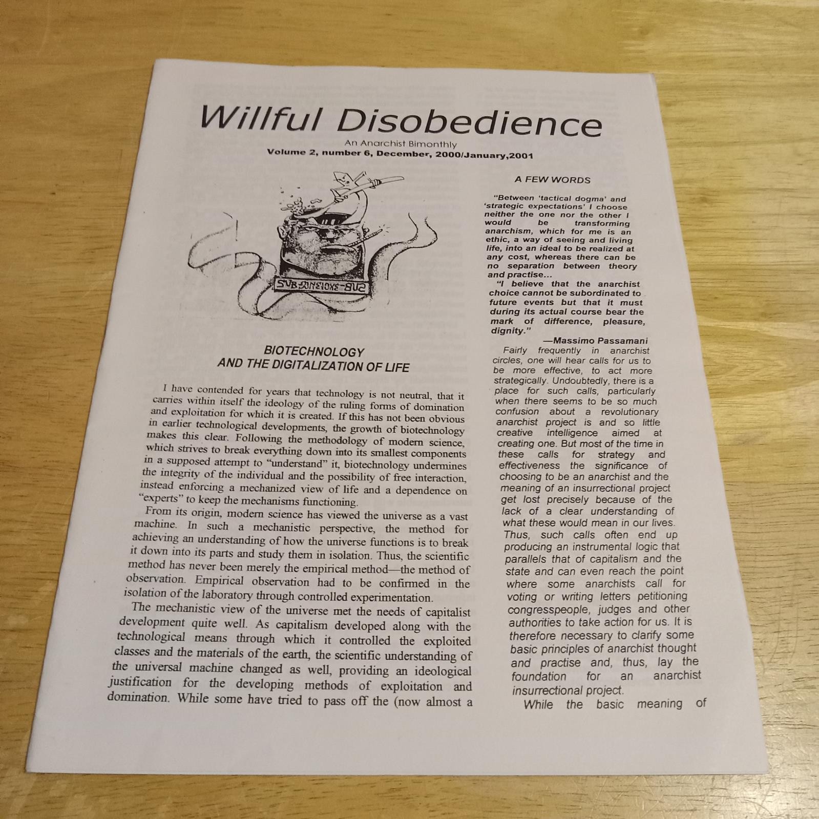 Willful Disobedience An Anarchist Bimonthly Vol 2 No 6 Dec 2000 Jan 2001 SCVG+