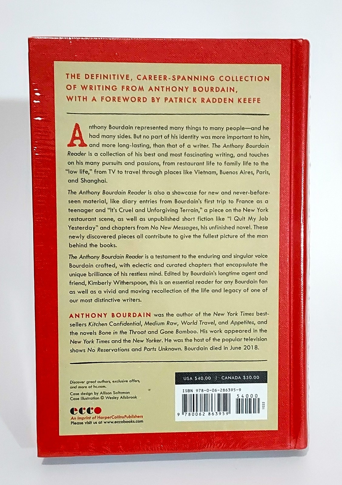 The Anthony Bourdain Reader Hardcover NEW Sealed First Edition