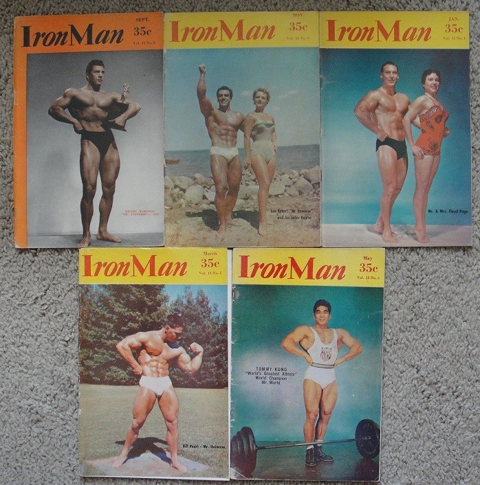 IronMan Magazine Vol. 15 1955-56 Five different Peary Rader