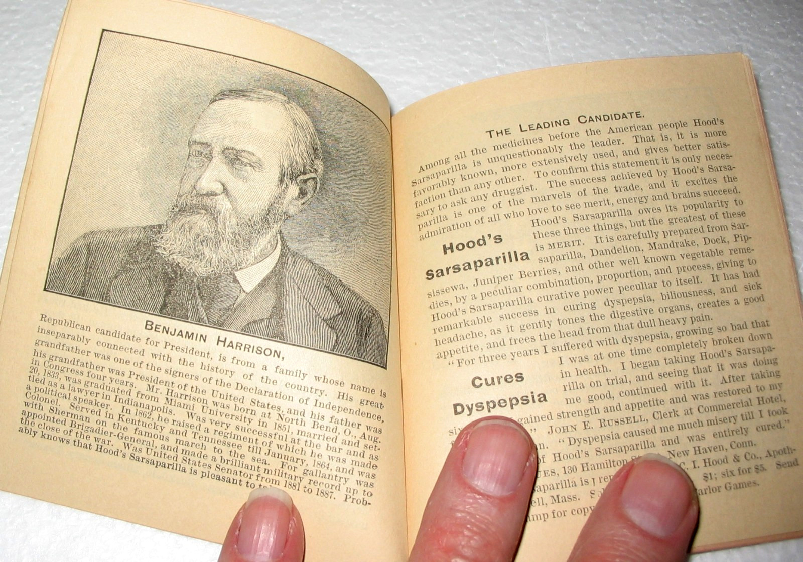 Hood’s Sarsaparilla Political Points 1888 Prestdential Election Booklet