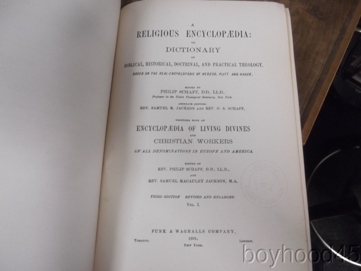 A Religious Encyclopaedia: Dictionary of Theology Ed. by Philip Schaff-4 V.-1891
