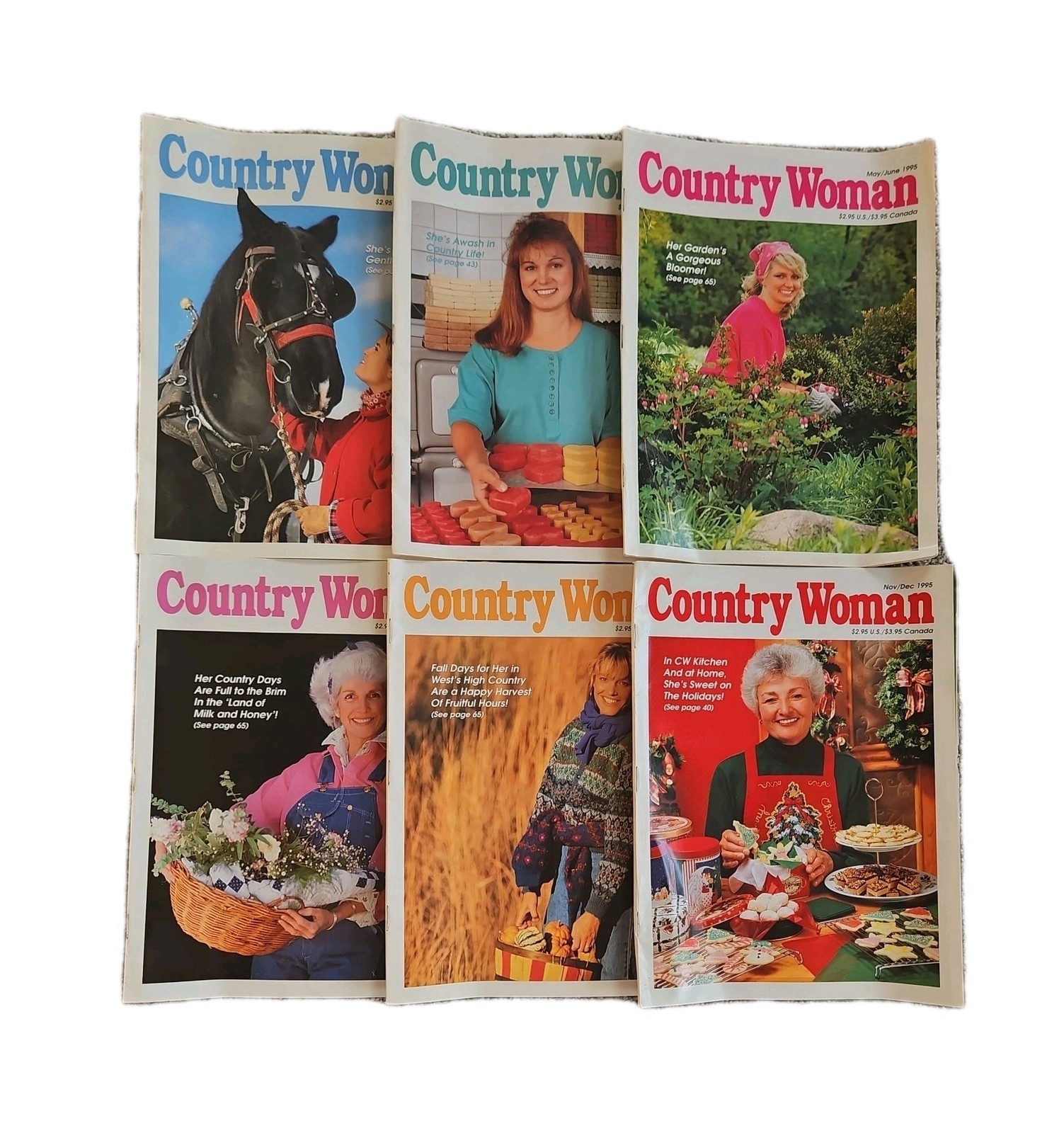 Vintage Country Woman Magazines 1995, lot of 6, complete year