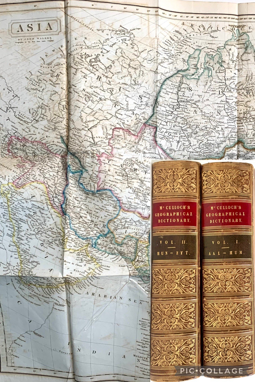 1841 Geographical Dictionary J.R. Brown 5 Maps Texas Republic Fine Bindings