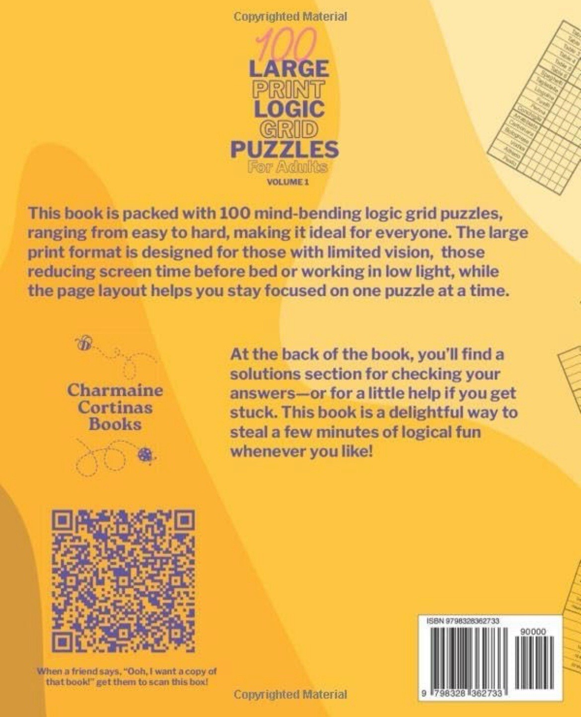 100 Large Print Logic Grid Puzzles Train Your Brain Book By Charmaine Cortinas
