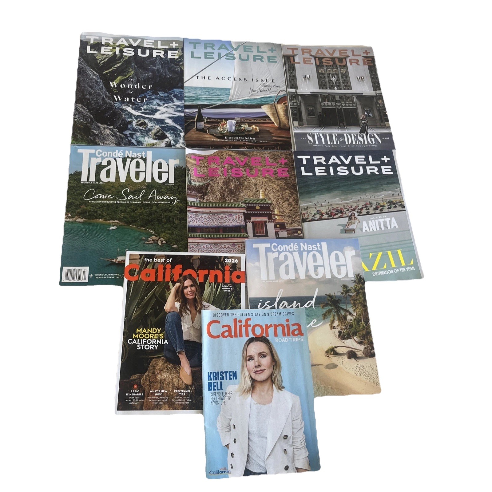 Lot Of 8 Issues Of Travel+Leisure & Conde Nast Traveler Magazines 2025 2026