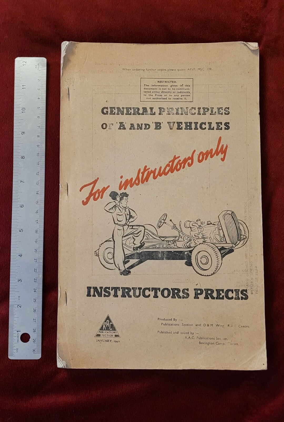Vintage Military Book RAC: Royal Armoured Corps Instructors Manual 1948 Engineer