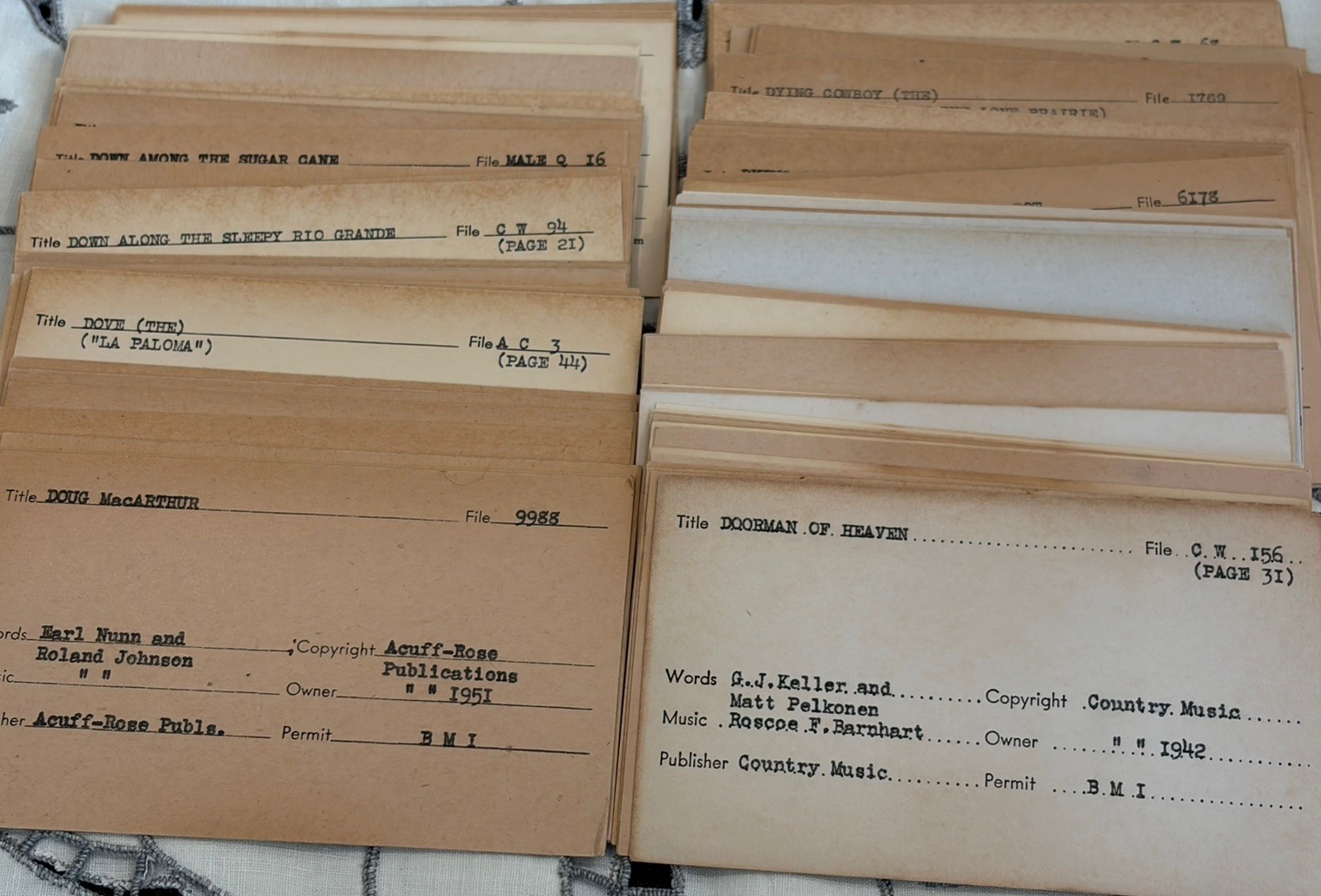 10 Vintage Library Catalog Cards – 7.6cm x 12.7cm