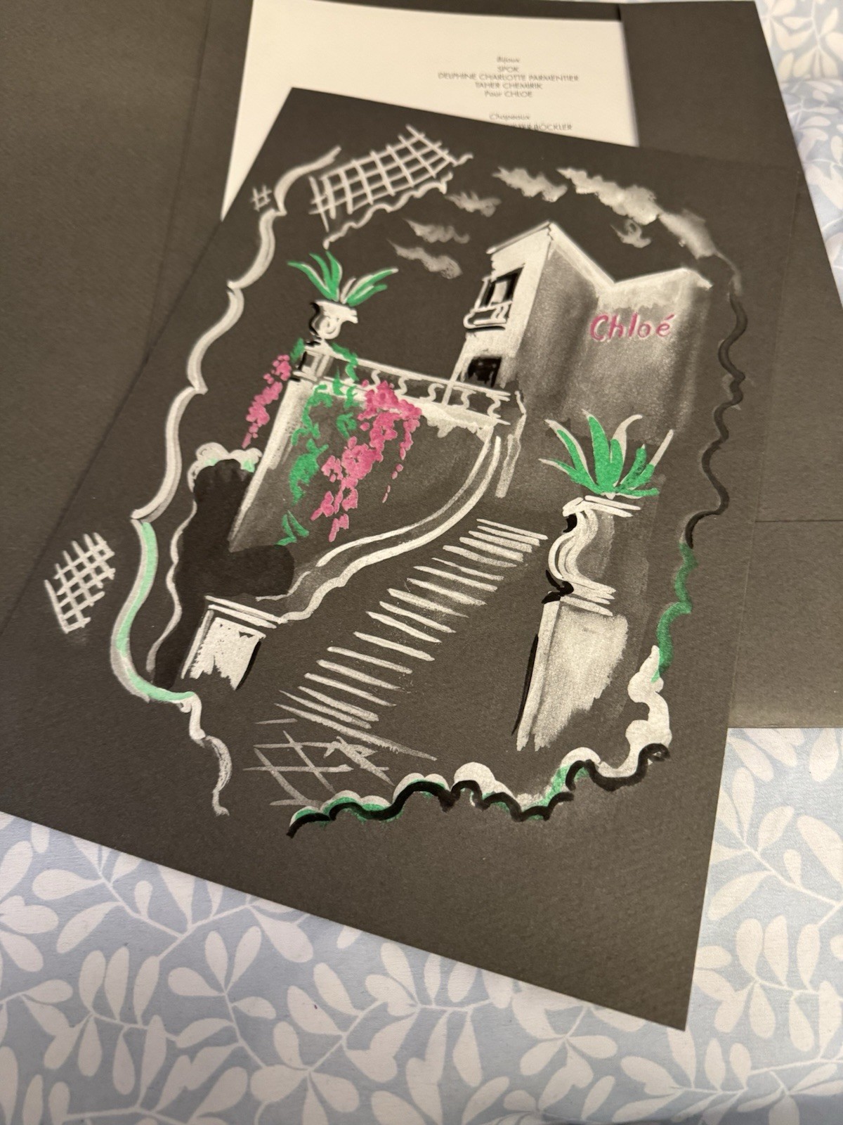 Chloe Runway Spring 1995 Written Invite Linda Evangelista Karl Lagerfeld RARE
