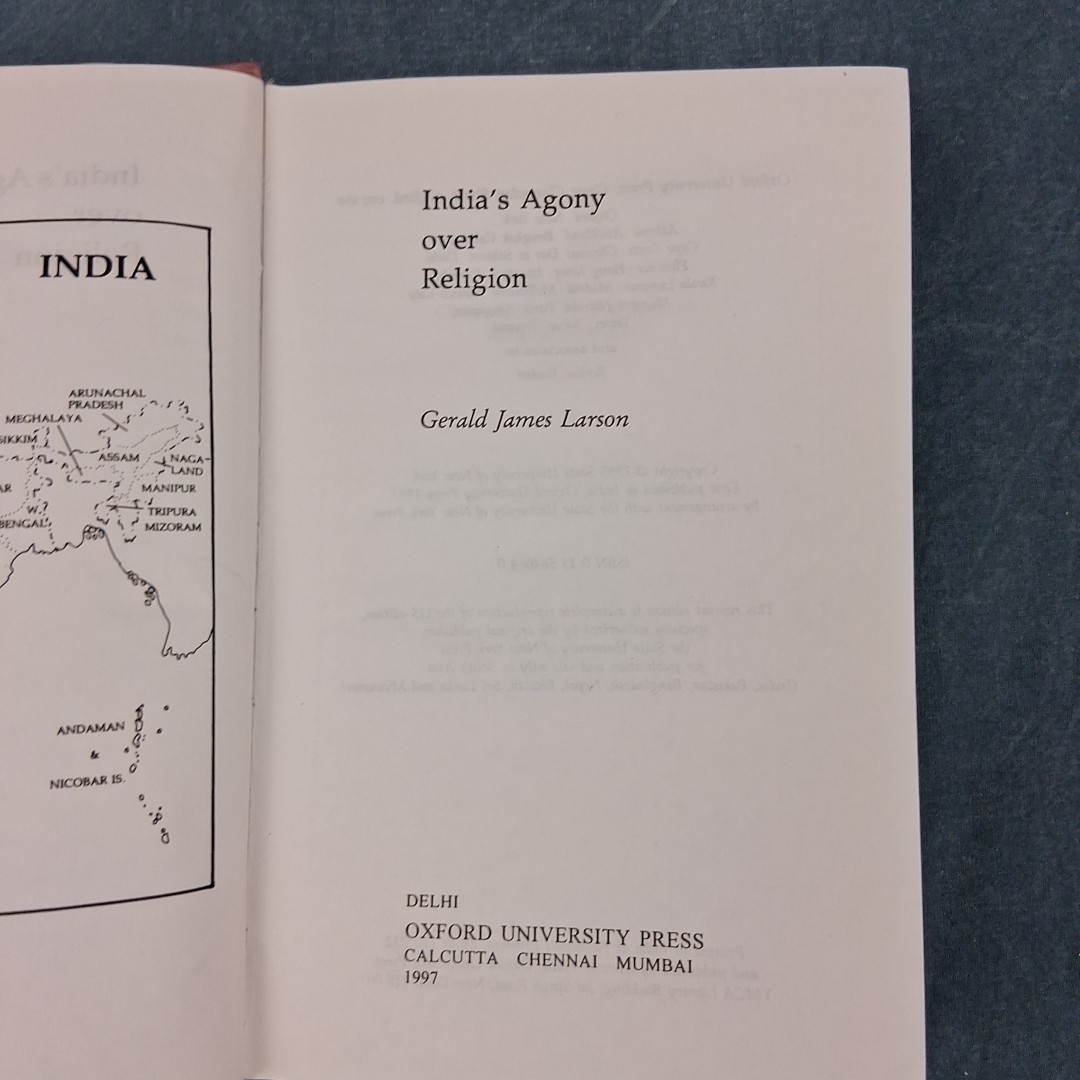 India’s Agony Over Religion Gerald J. Larson HC w DJ | Religious Studies | VG