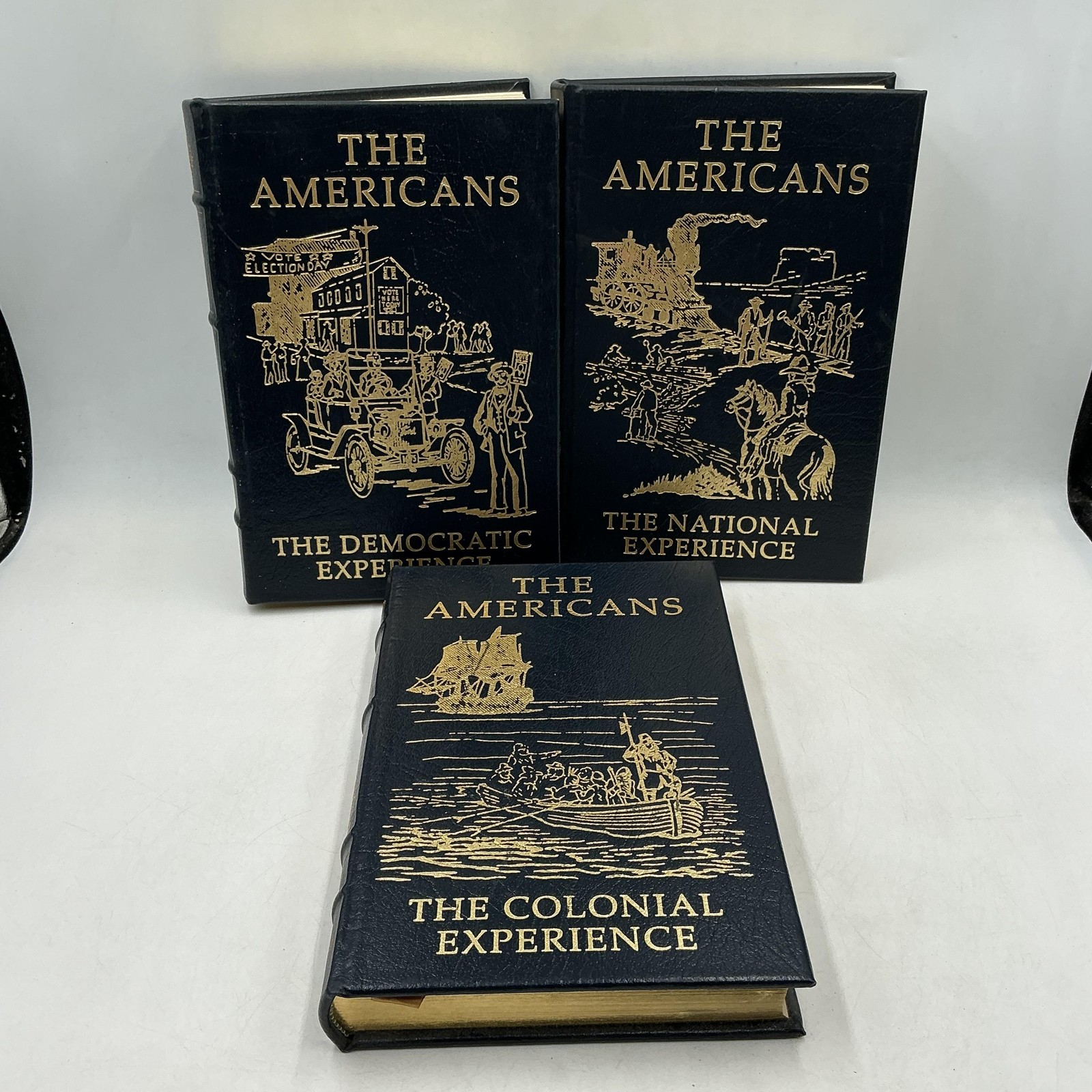 RARE-The Americans 3 Volume Daniel J. Boorstin 1992 Leatherbound Blue HC Coll Ed