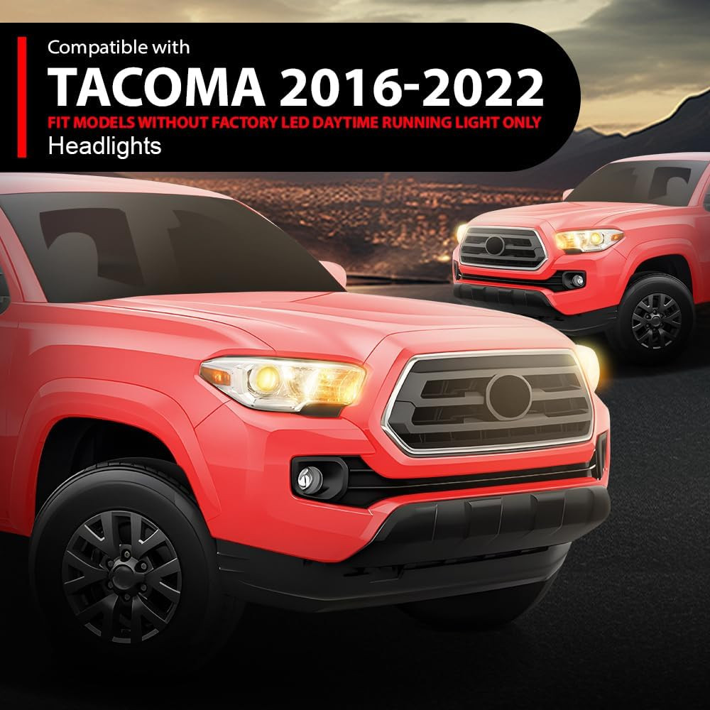 Front Headlights Assembly W/O DRL LED Left & Right Compatible with Toyota Tacoma