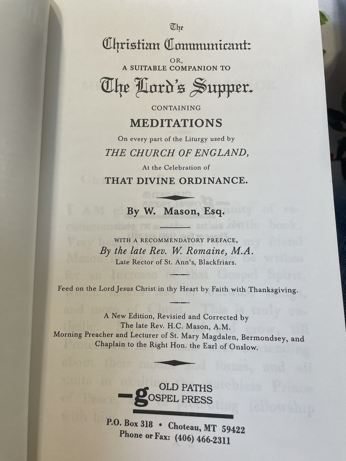The Christian Communicant William Mason Old Paths Gospel Press