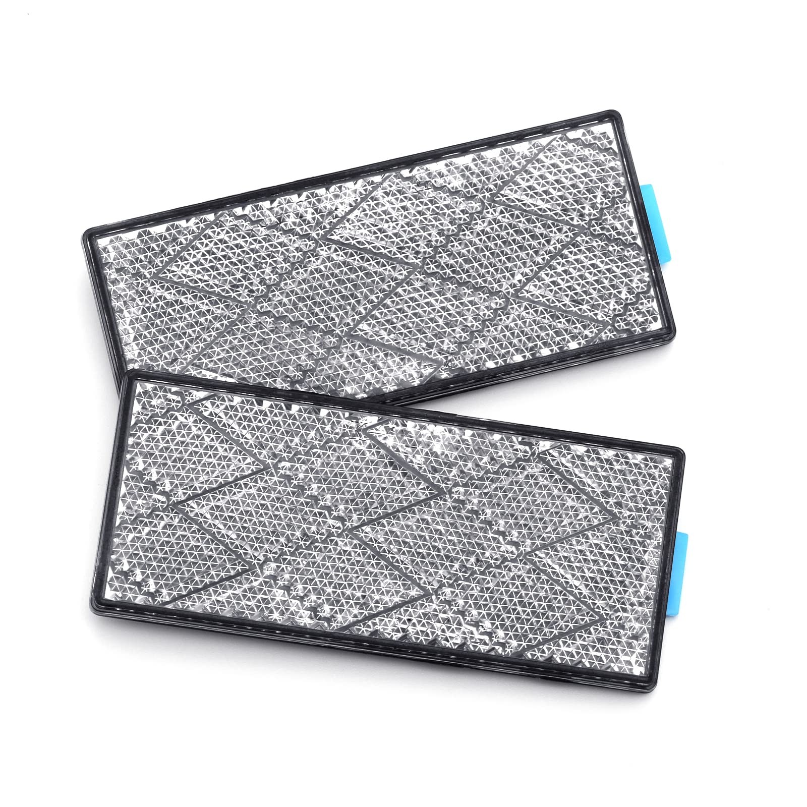 2 Pcs 3.15×1.38 in Rectangular Stick-On Trailer Reflector White Safety