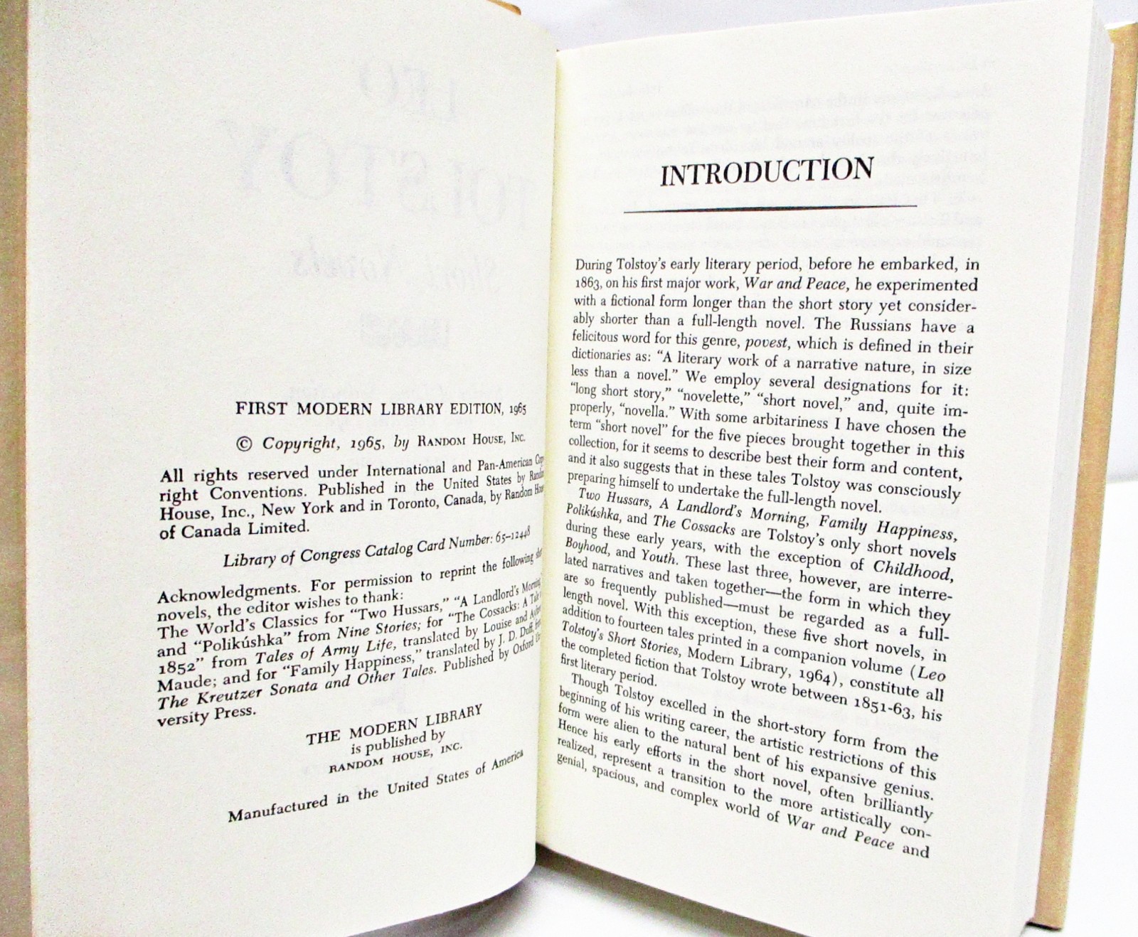 SHORT NOVELS by LEO TOLSTOY HCDJ MODERN LIBRARY