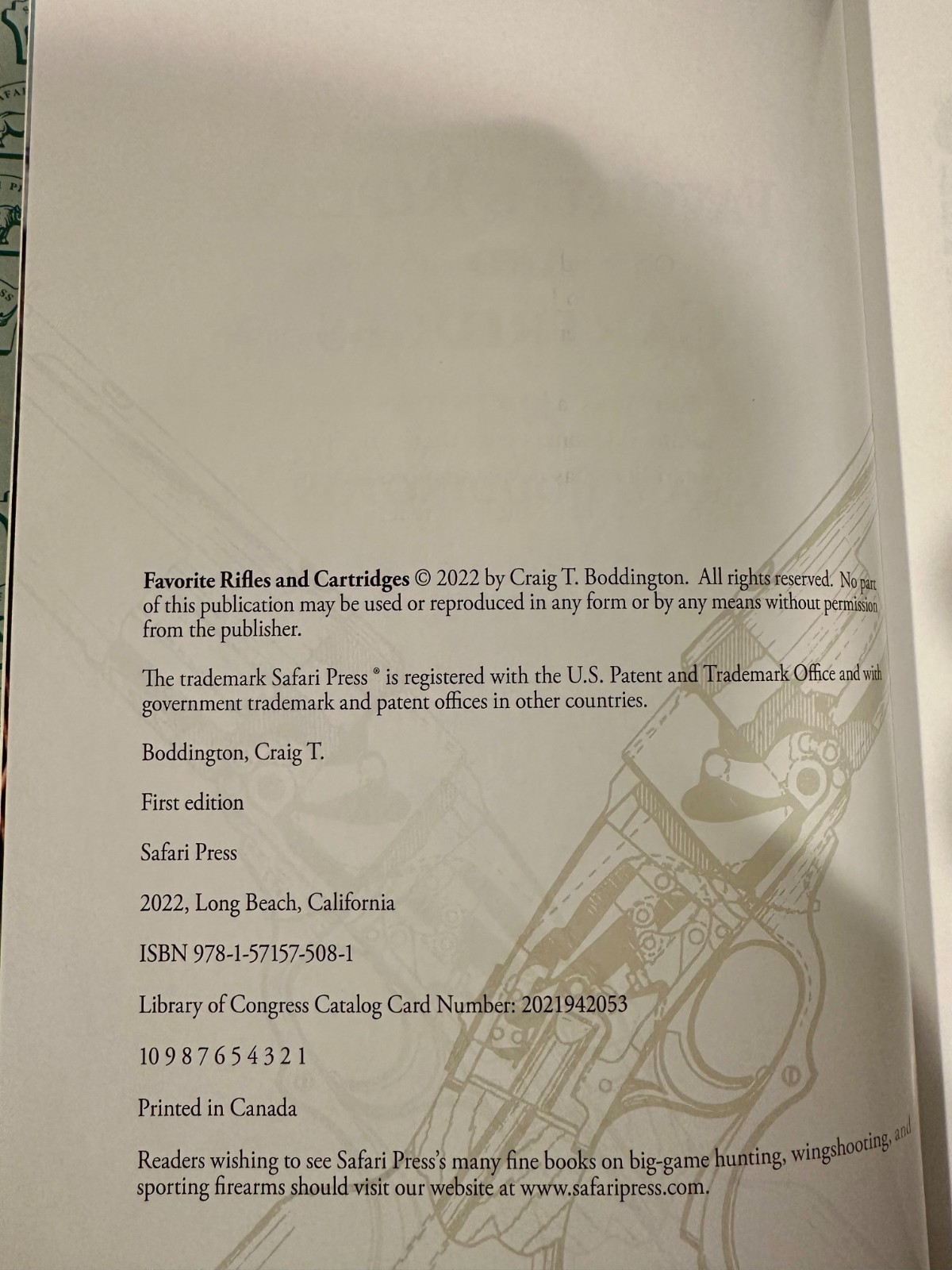 Favorite Rifles and Cartridges by Craig Boddington *SIGNED/NUMBERED COPY 1ST ED*