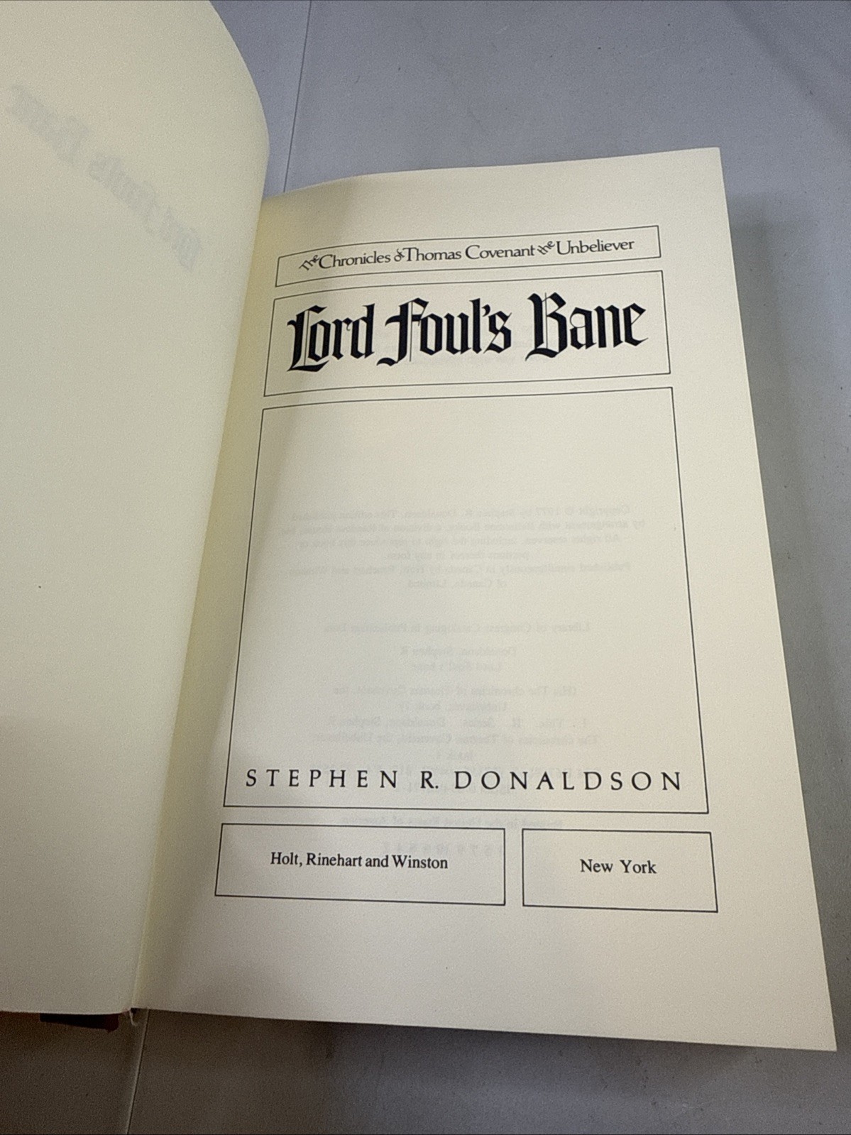 “Lord Foul’s Bane” by Stephen R Donaldson hardcover w/dustcover