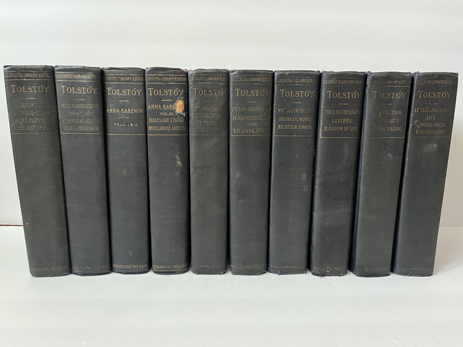 Illustrated Library Edition of the Works of Leo Tolstoy (Volumes 1,2,5-12) 1904