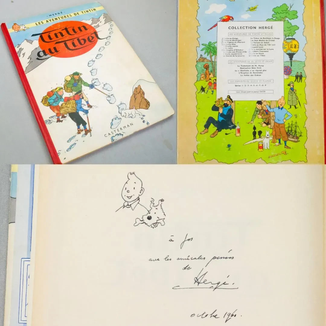 Tintin au Tibet: Casterman 1960 1st Edition HB Dedication & signed by Herge EO