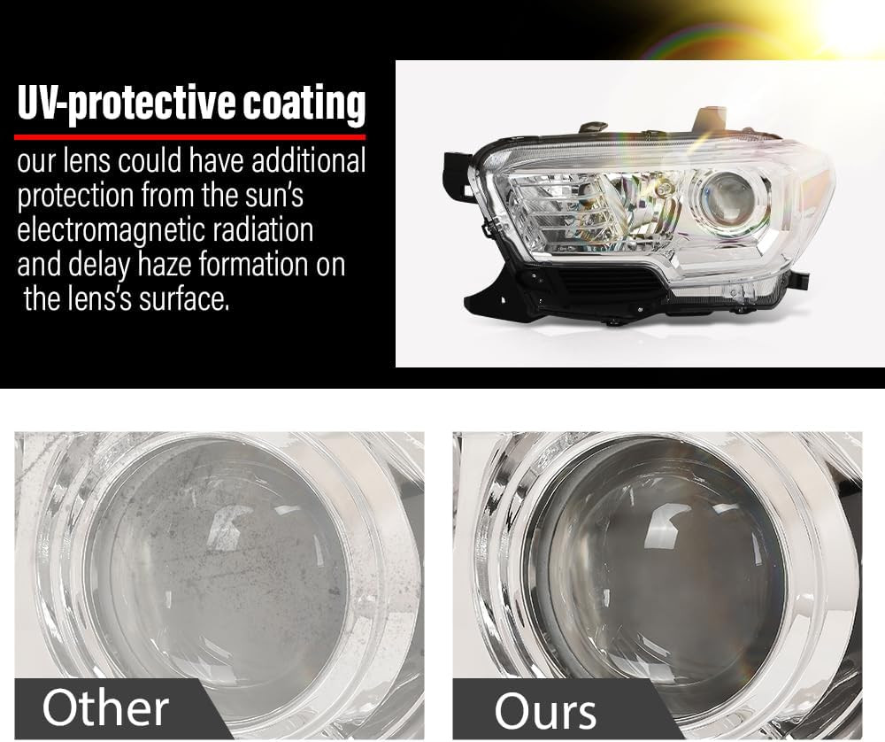 Front Headlights Assembly W/O DRL LED Left & Right Compatible with Toyota Tacoma